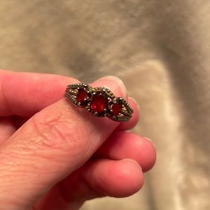 Sterling Silver Red Bohemian Ring